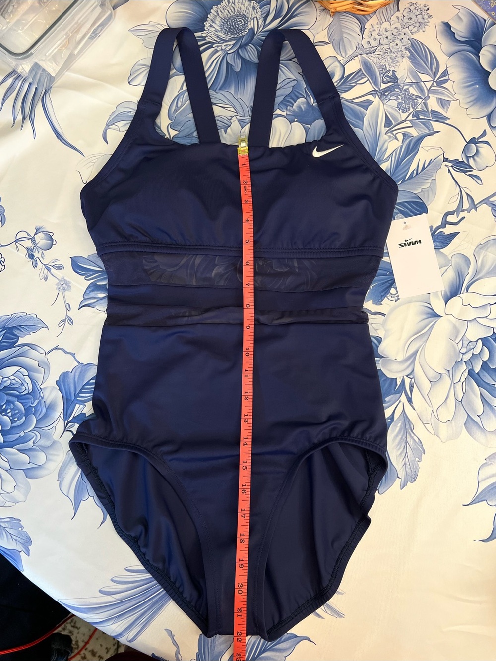 Nike Women's Navy Blue One-Piece Swimsuit with Mesh Waist - Picture 9 of 15